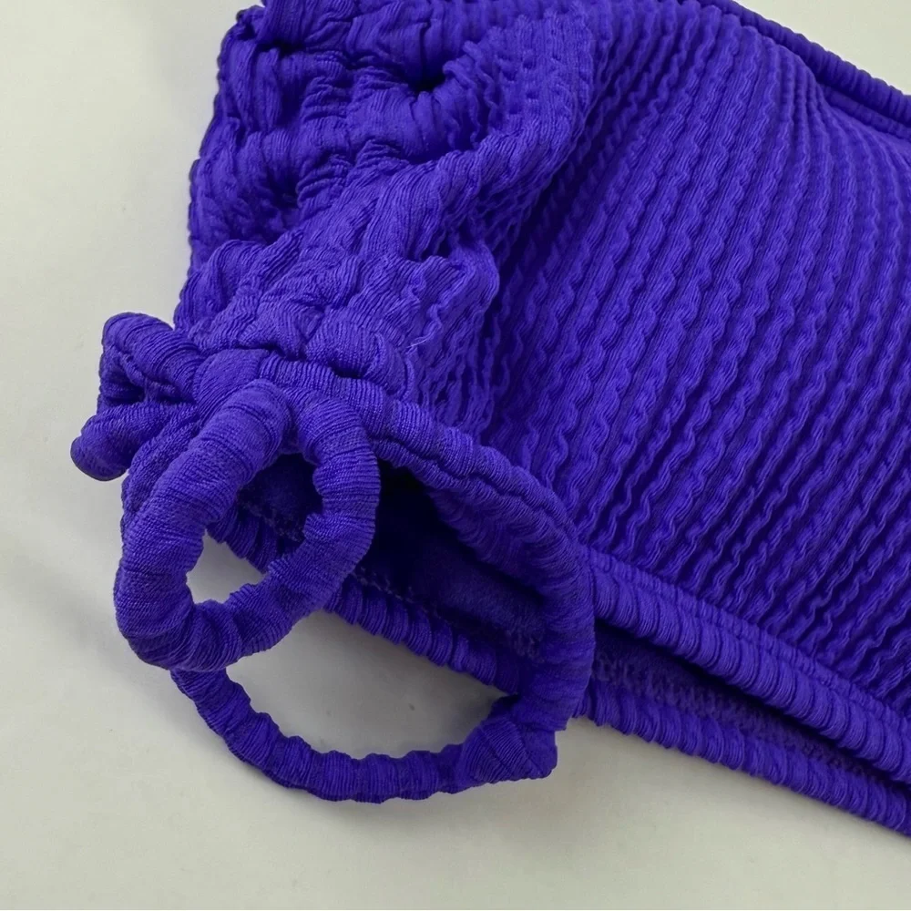 Salt + Cove Bikini Top Juniors Size Large Purple Ribbed One Strap Swim NWT